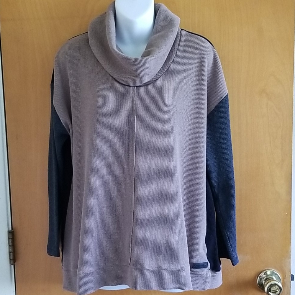 Calvin Klein Colorblock Cowl Neck Cozy Knit Sweater Womens 1X